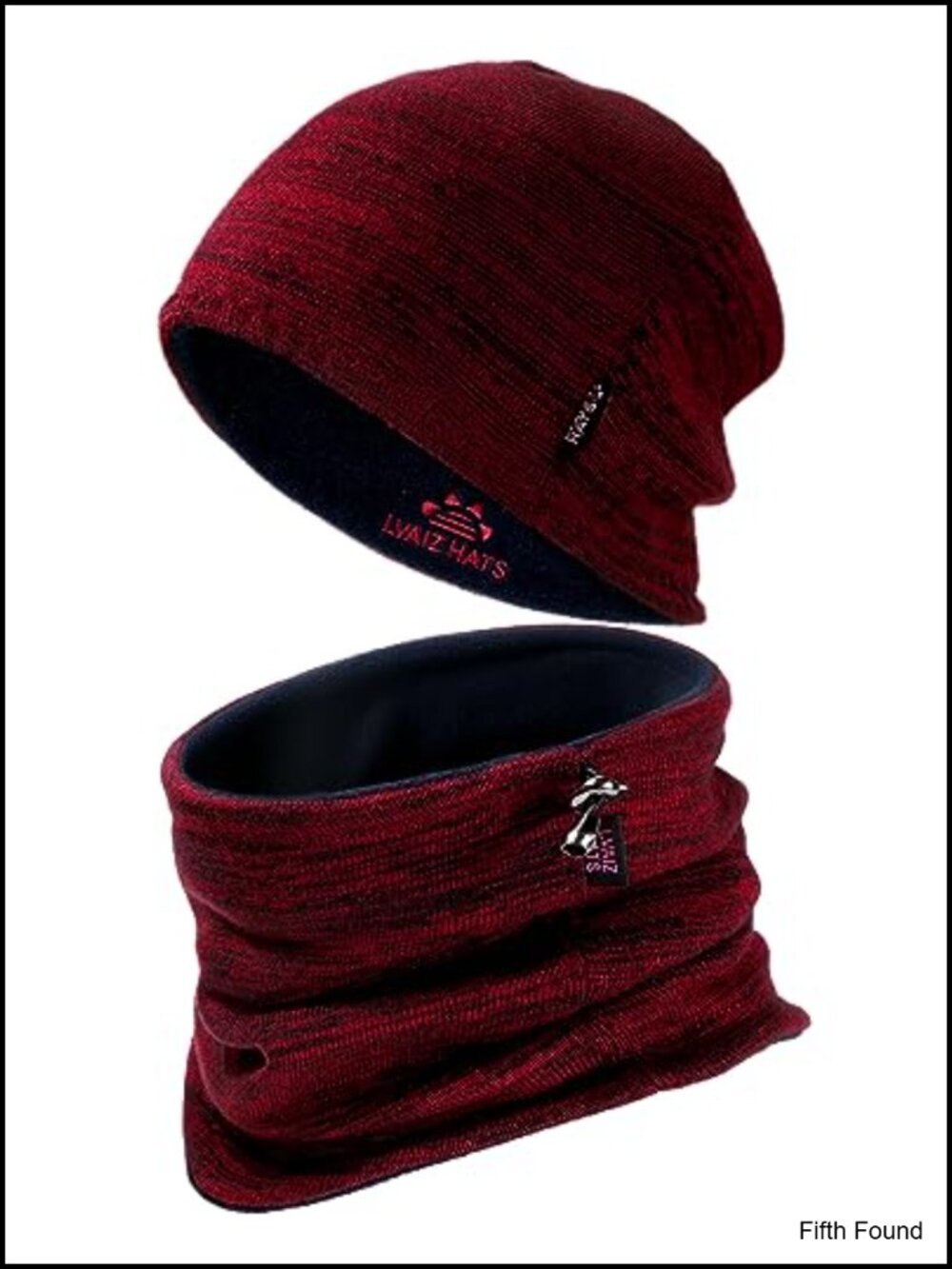 Fleece Lined Beanie Scarf Set Cotton Acrylic Winter Ski Hat Neck Gaiter